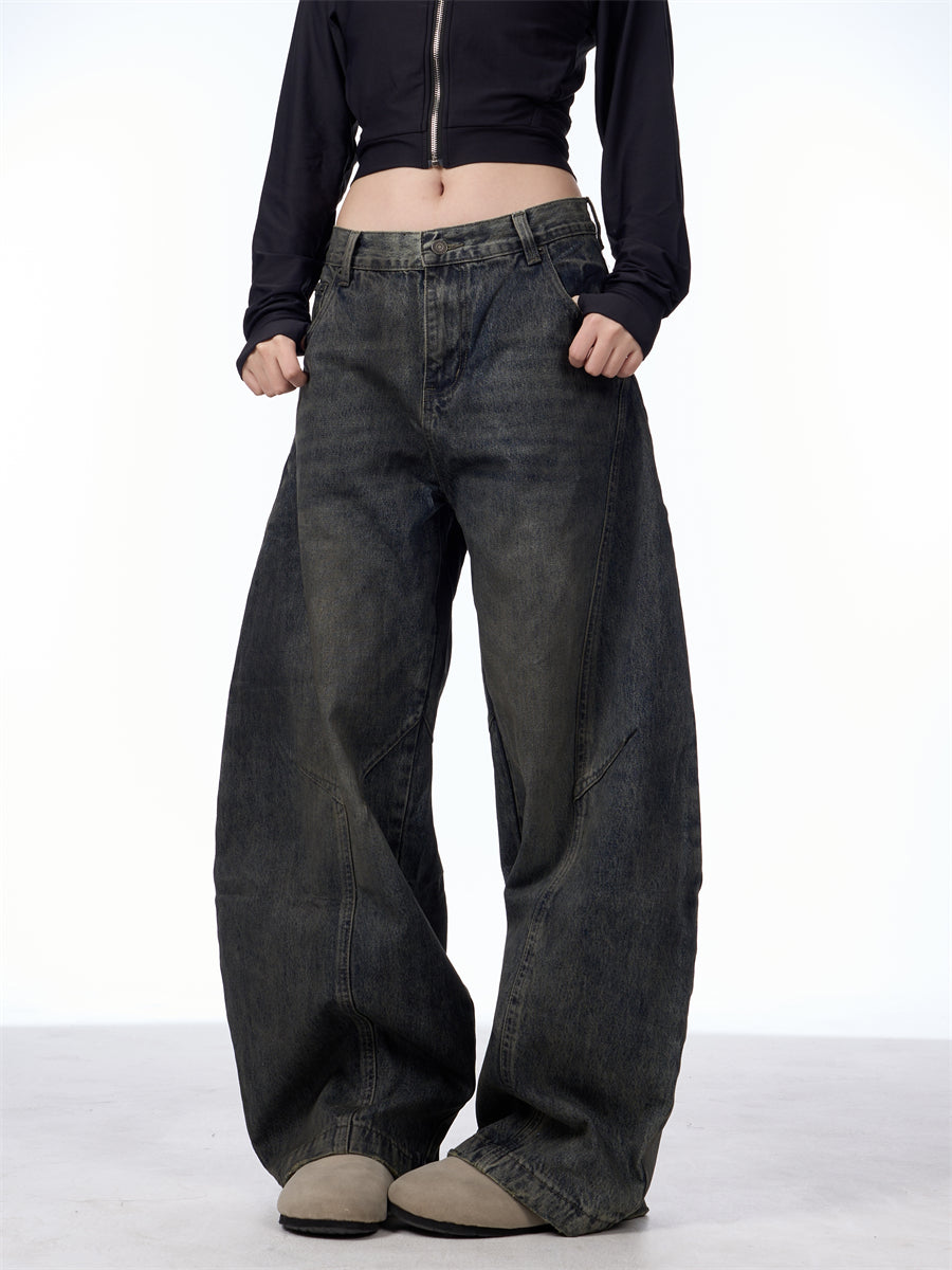 GKIKZ DIRTY SPLASH-INK MATCHET WIDE-LEG DENIM PANTS