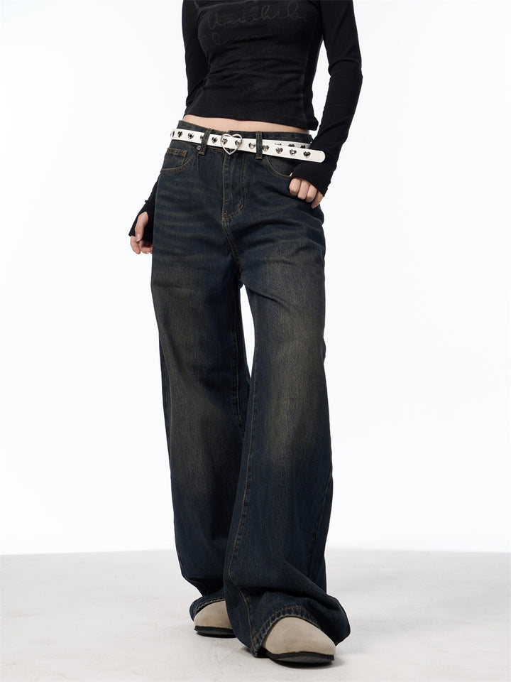 GKIKZ TRULY DULL OLD BLACK WIDE-LEG JEANS