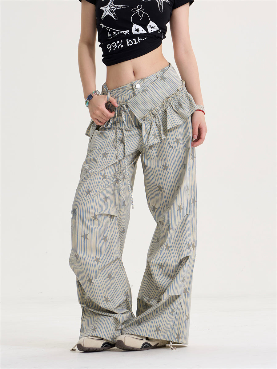 GKIKZ STARLACE RUFFLE WIDE-LEG PANT