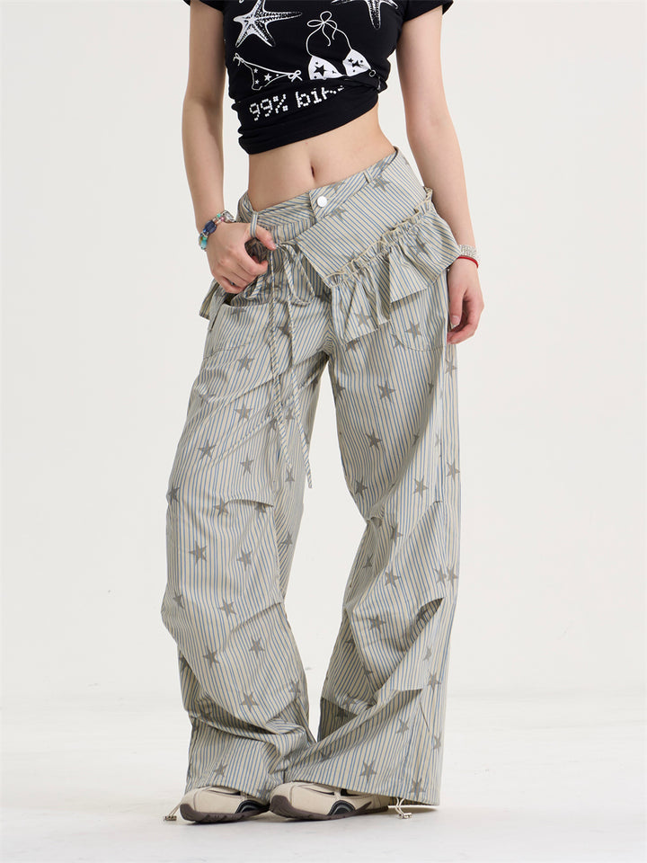 GKIKZ STARLACE RUFFLE WIDE-LEG PANT