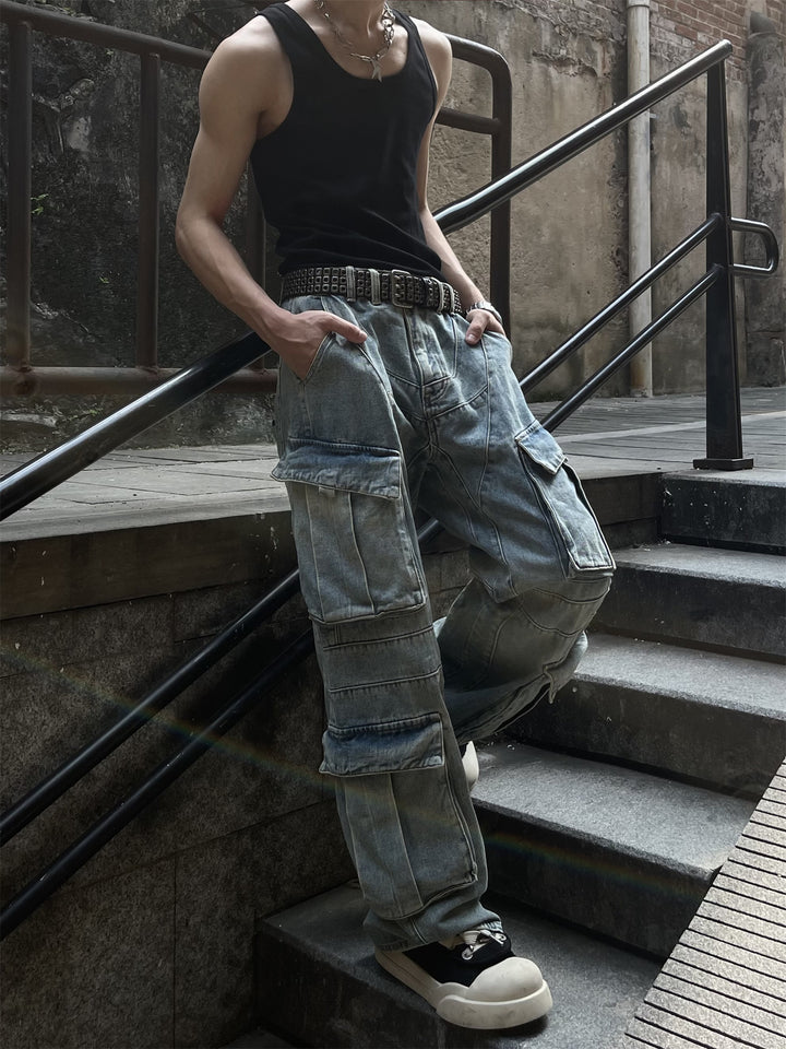 11KN Heavy Denim Multi-Pocket Baggy Jeans