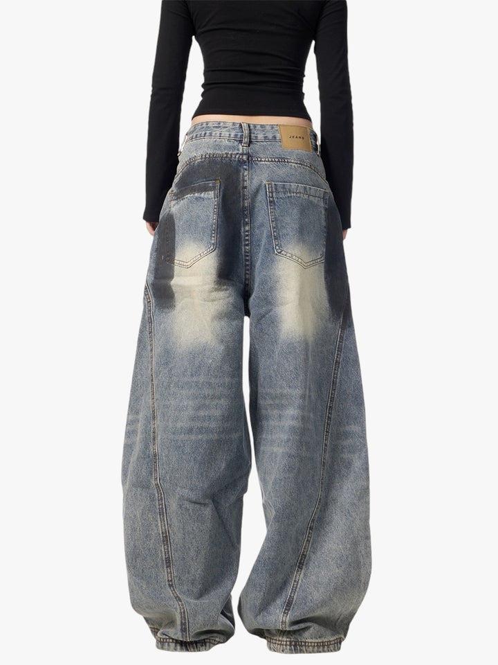GKIKZ SPLASH INK MACHETE RIPPED WIDE-LEG JEANS