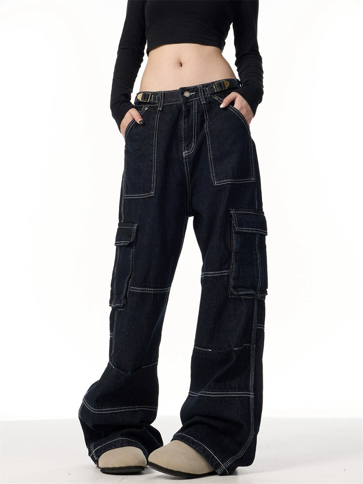 GKIKZ TIMELESS BIG POCKET HEAVY DENIM CARGO JEANS