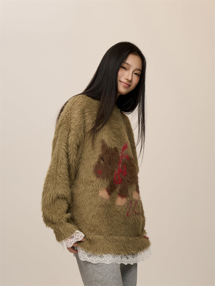 [CHRISTMAS SPECIAL] GKIKZ "BONSOIR" DOG MOTIF OVERSIZED SWEATERS
