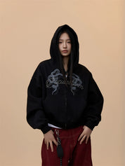 [VALENTINE RESTOCK] GKIKZ EMBROIDERED SERPENT HOODED ZIPPER SWEAT.S