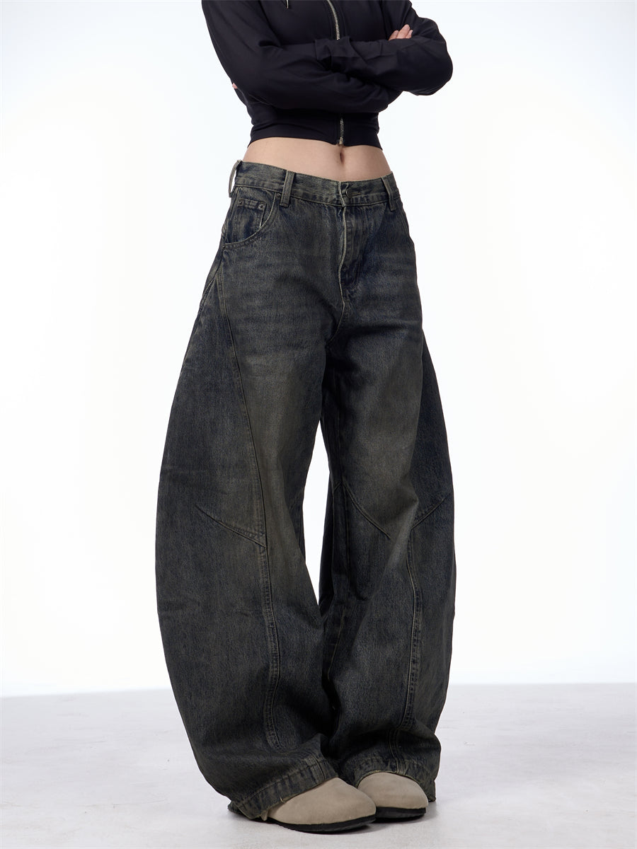 GKIKZ DIRTY SPLASH-INK MATCHET WIDE-LEG DENIM PANTS