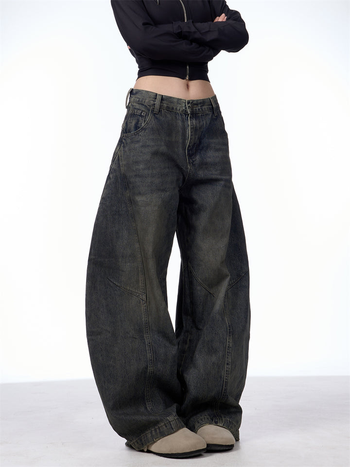 GKIKZ DIRTY SPLASH-INK MATCHET WIDE-LEG DENIM PANTS