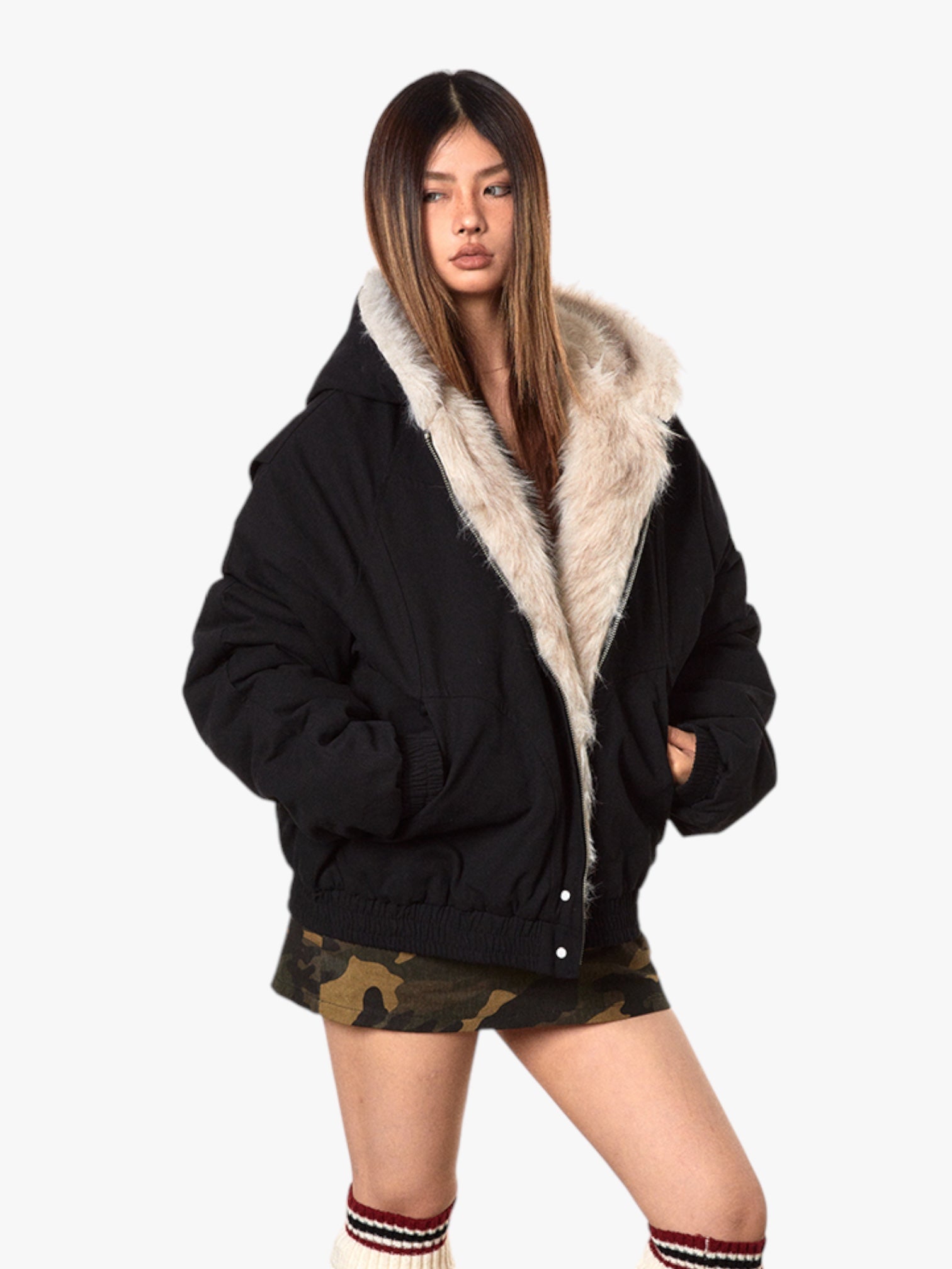 Mountain Carving Thickened Fur Jacket