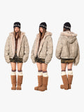 Luxurious Leopard Print Faux Fur Hooded Jacket
