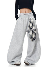 [25AW NEW ARRIVAL] GKIKZ DETACHABLE PLAID SCARF LOOSE WIDE-LEG PANT