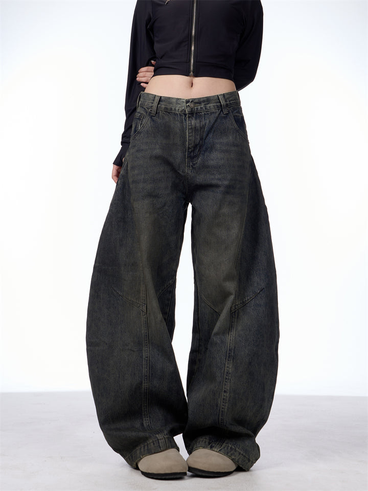 GKIKZ DIRTY SPLASH-INK MATCHET WIDE-LEG DENIM PANTS