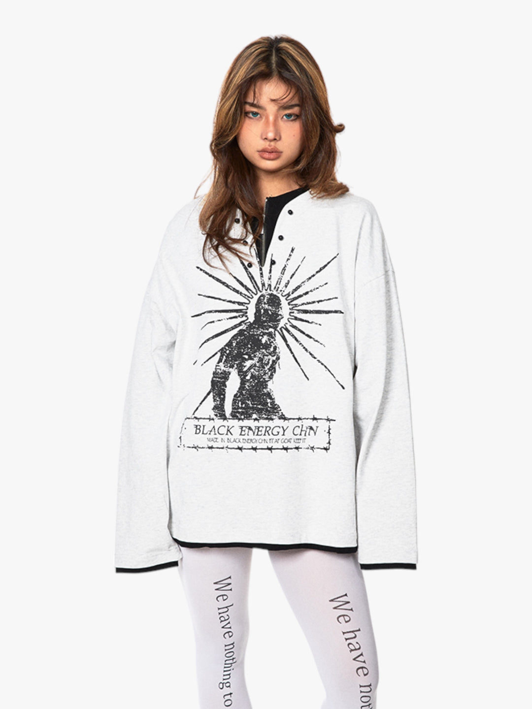 GKIKZ FAKE TWO-PIECE LONG SLEEVES T-SHIRT