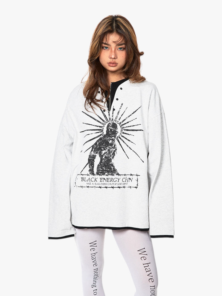 GKIKZ FAKE TWO-PIECE LONG SLEEVES T-SHIRT