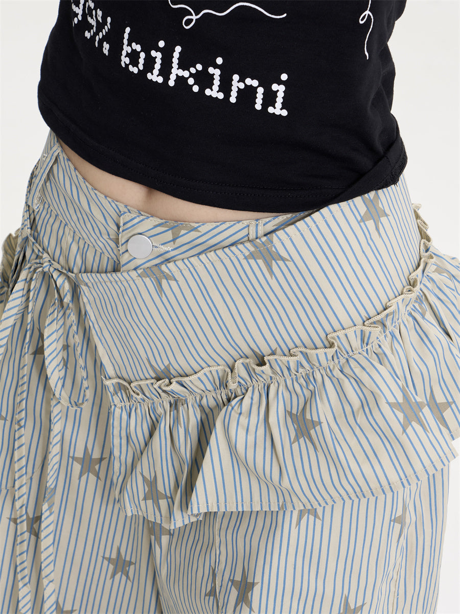 GKIKZ STARLACE RUFFLE WIDE-LEG PANT