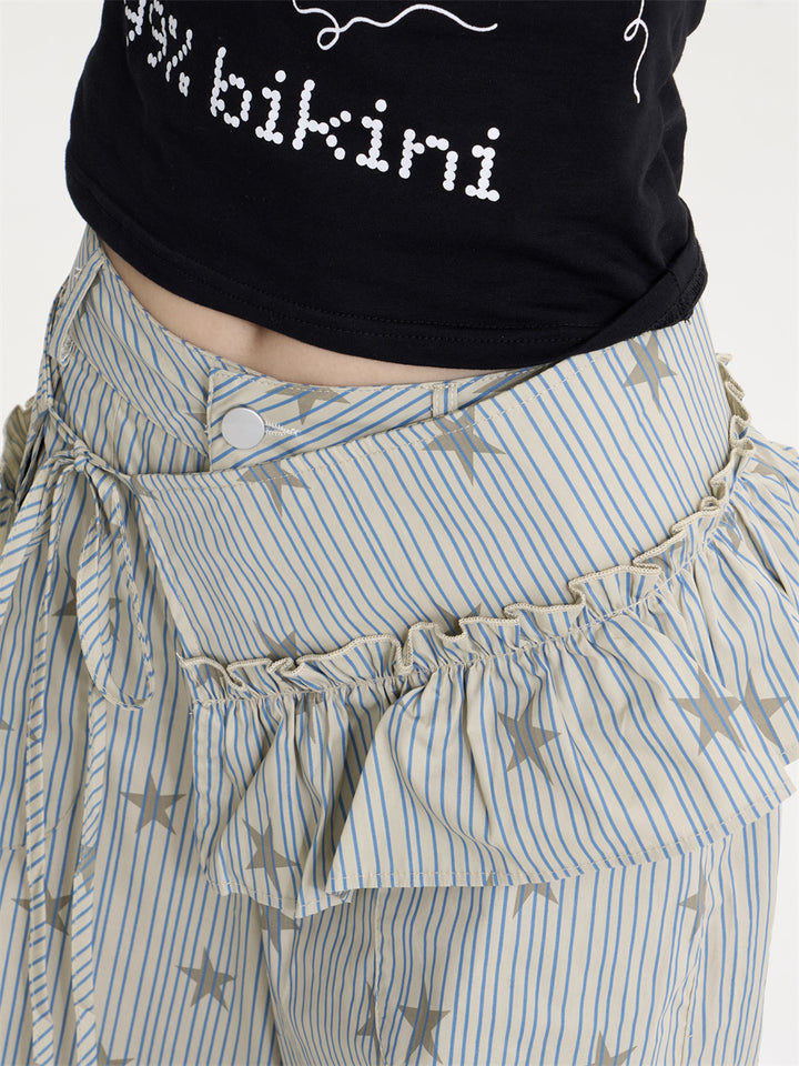 GKIKZ STARLACE RUFFLE WIDE-LEG PANT