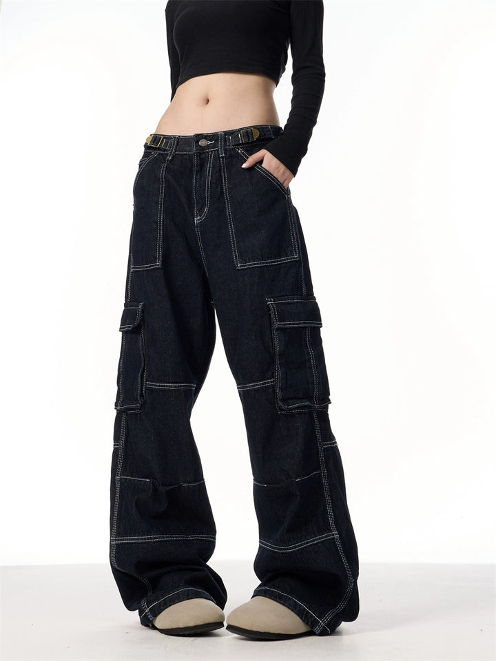 GKIKZ TIMELESS BIG POCKET HEAVY DENIM CARGO JEANS