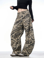 GKIKZ WASHED CAMOUFLAGE WIDE-LEG PANTS