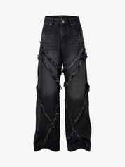 GKIKZ CROSS RAW-EDGE BAGGY JEANS