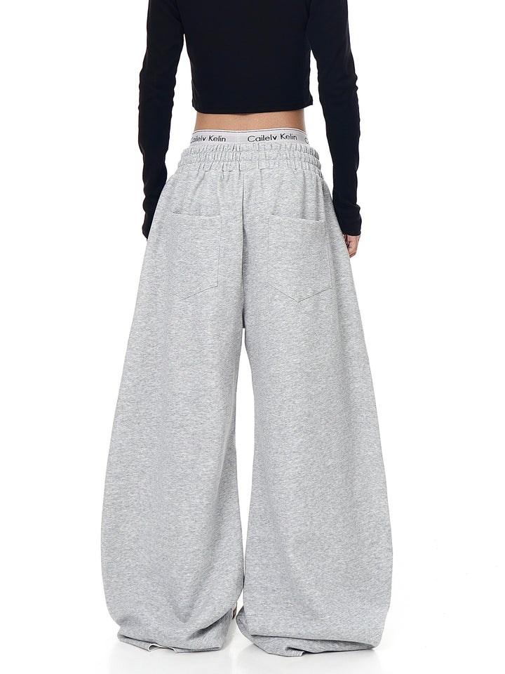 GKIKZ DETACHABLE PLAID SCARF LOOSE WIDE-LEG PANT