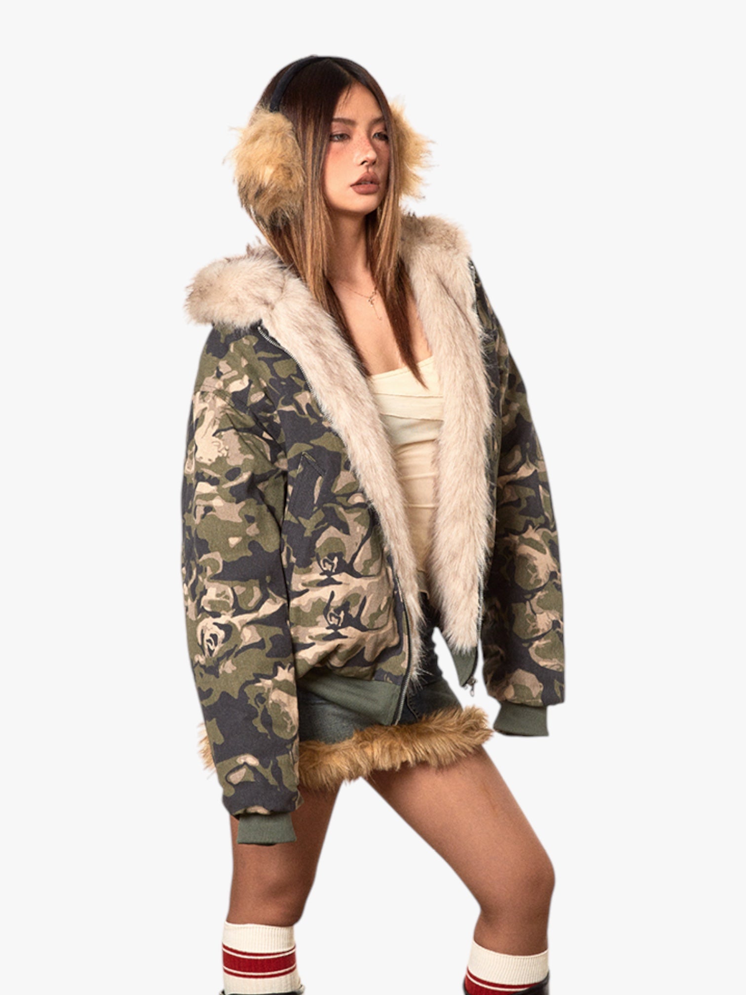 Cotton Padded Fur Collar Jacket