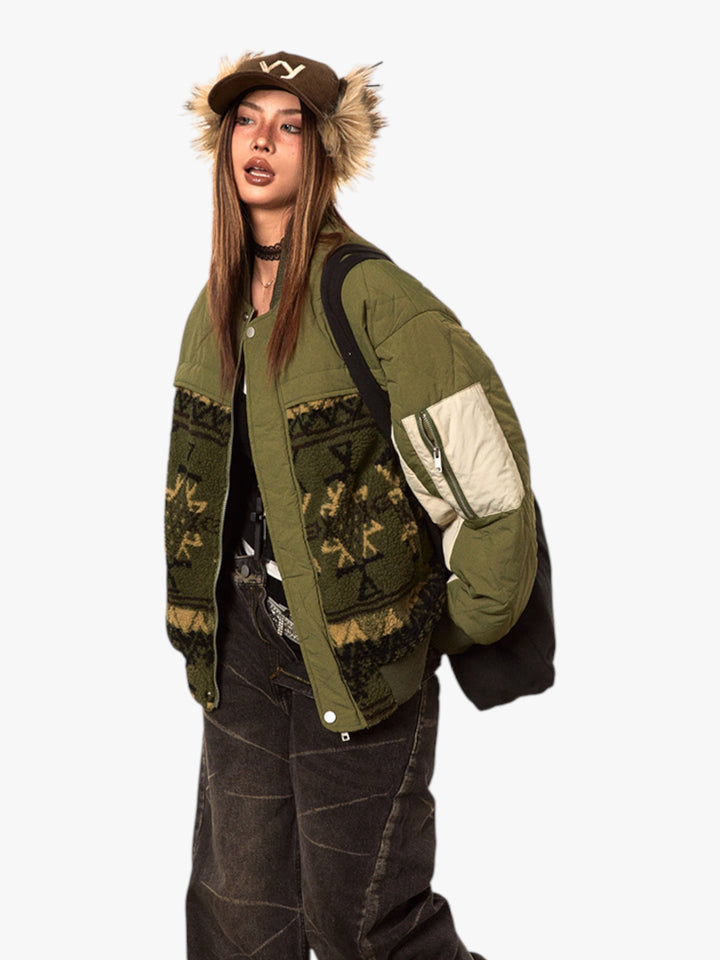 GKIKZ TRIBAL ERECT CONTRAST COTTON PADDED JACKET