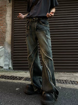 Inner Destruction Baggy Jeans (Blue)