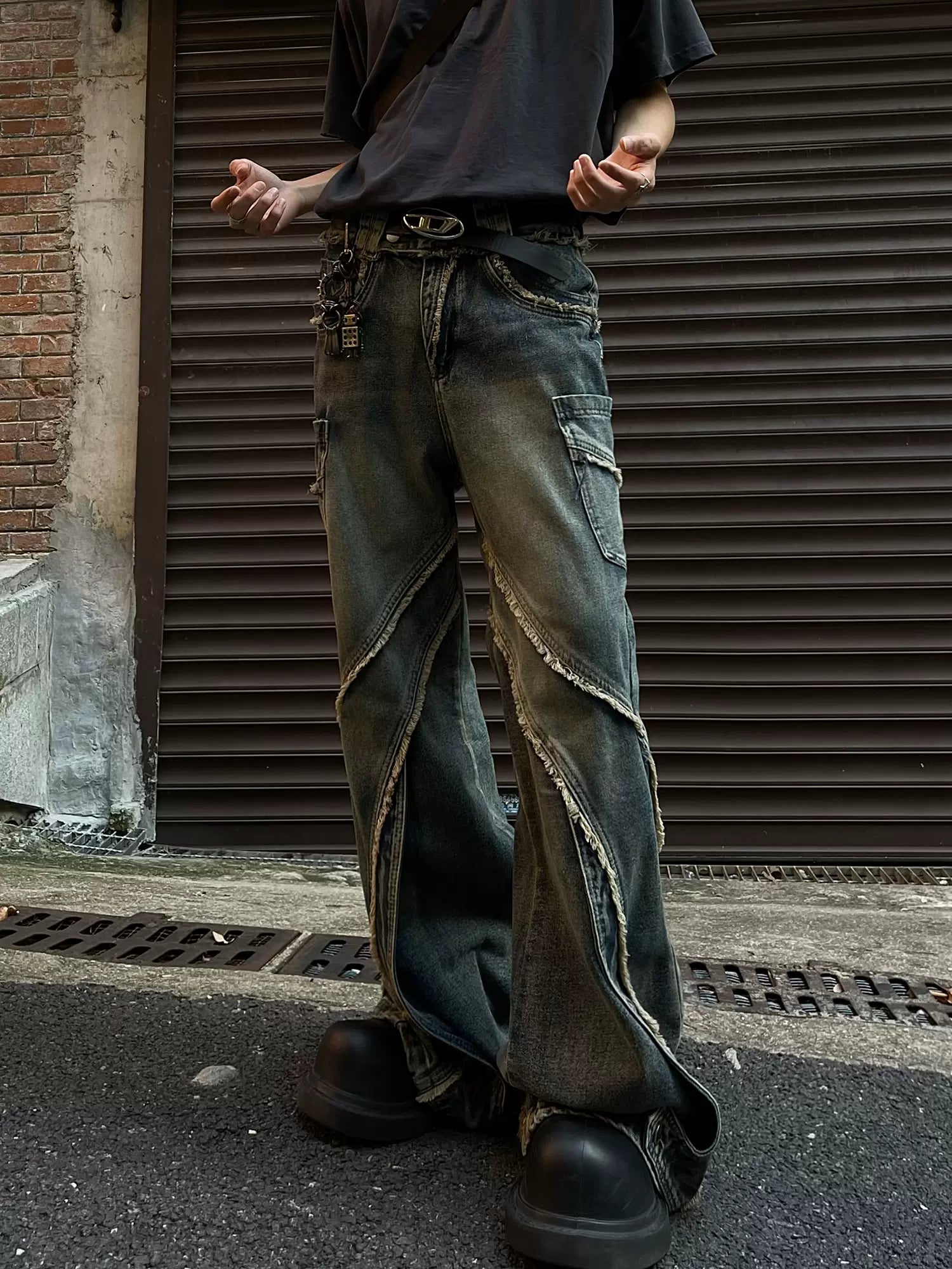 Inner Destruction Baggy Jeans (Blue)