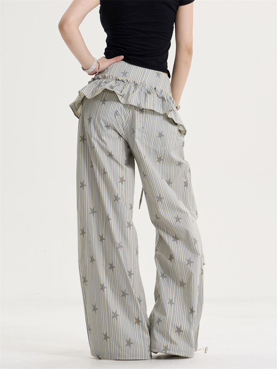 Starlace Ruffle Wide-Leg Pant