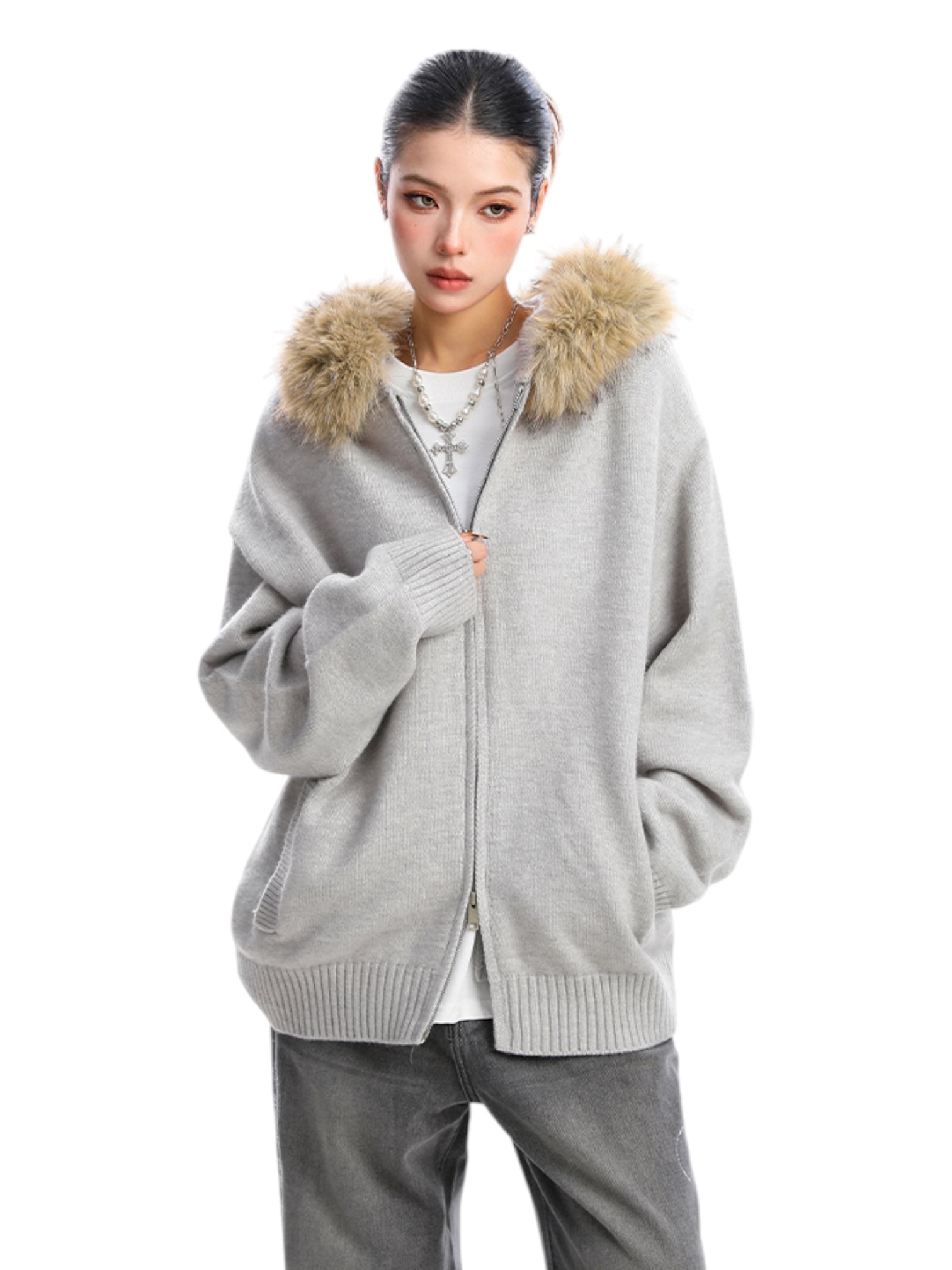 [25AW NEW ARRIVAL] GKIKZ AURORA EDGE FAUX FUR JACKET