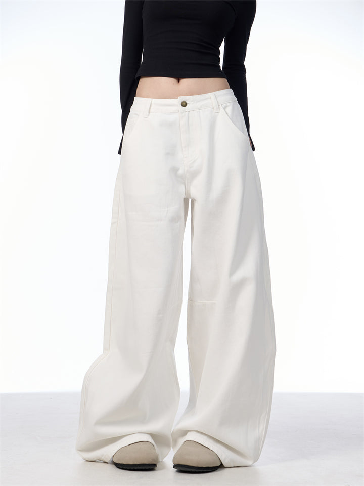 GKIKZ RETRO WHITE RELAXATION SCIMITAR BAGGY PANTS