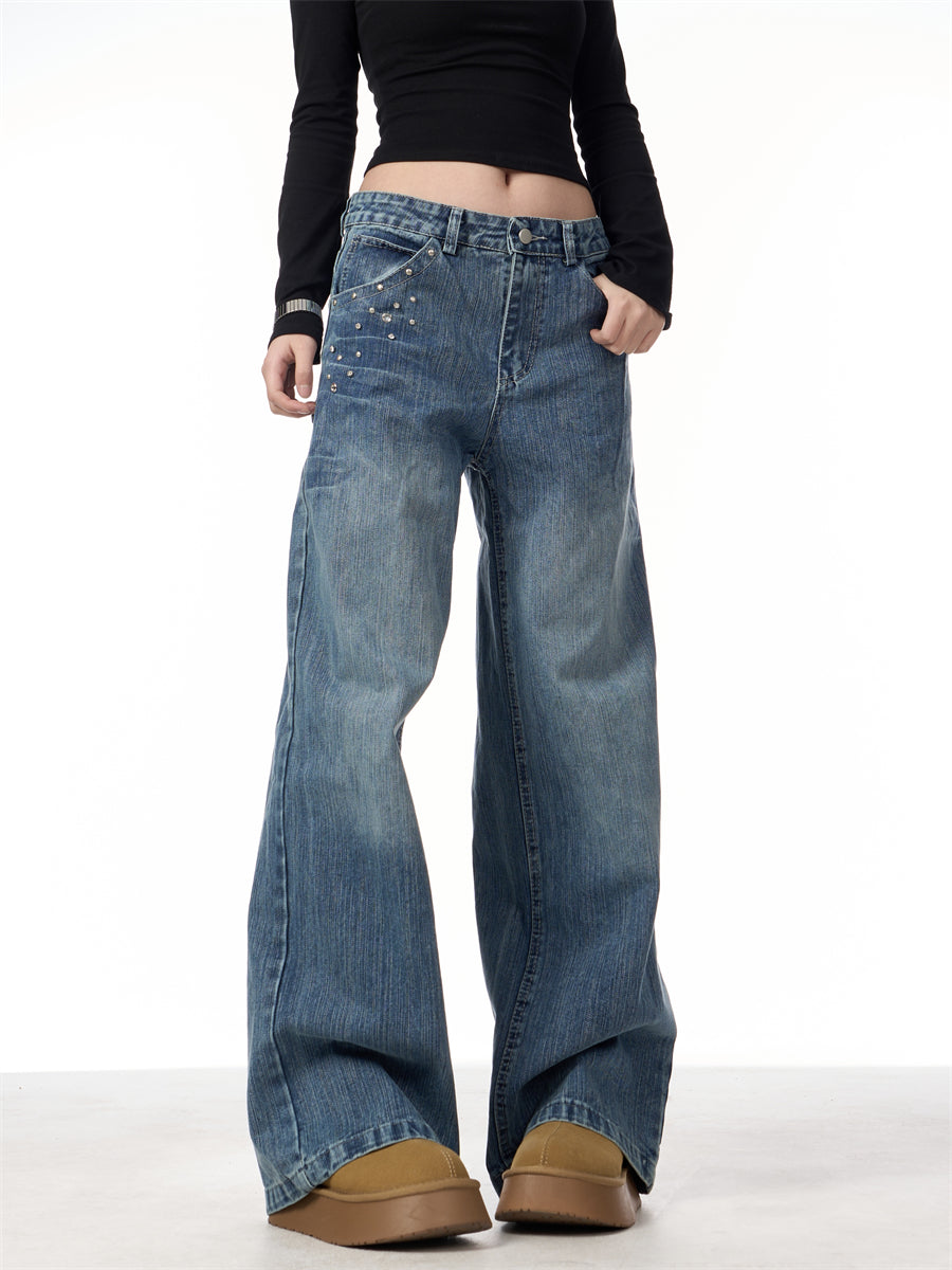 GKIKZ RIVET HIGH WAIST WIDE-LEG JEANS