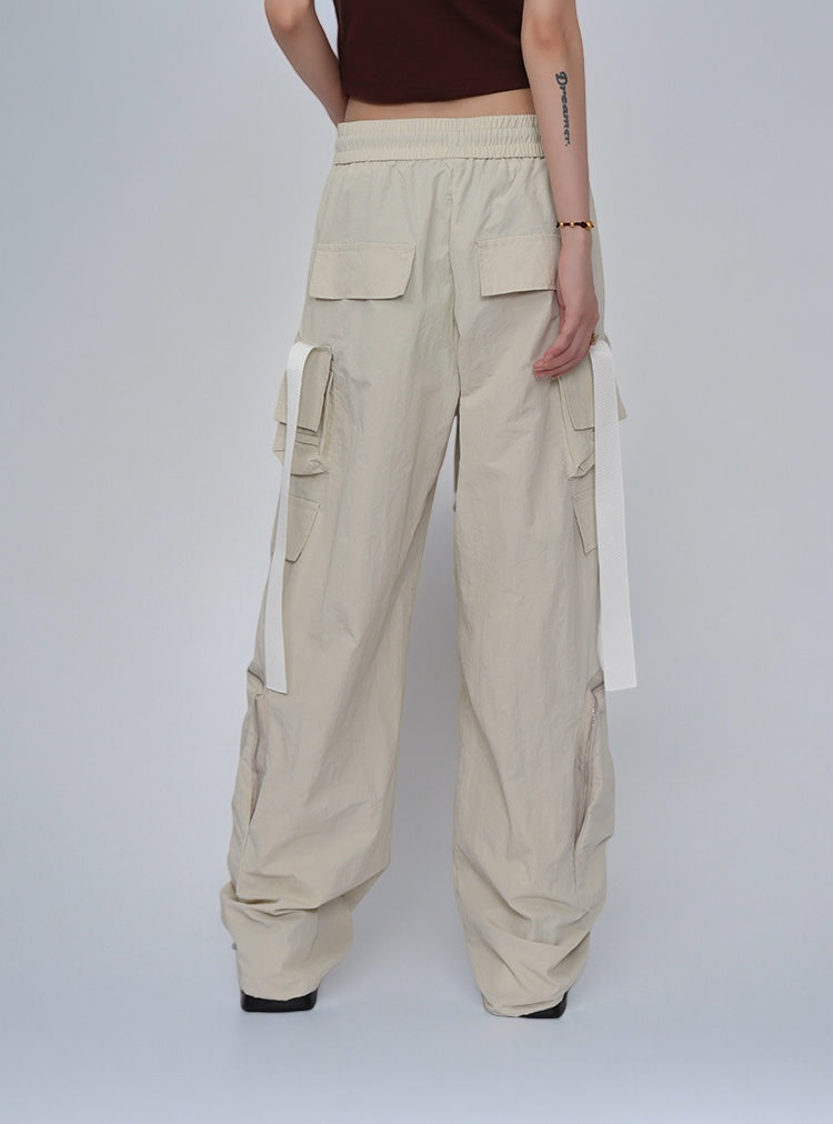 Loose Straps Side Zip Cargo Pants