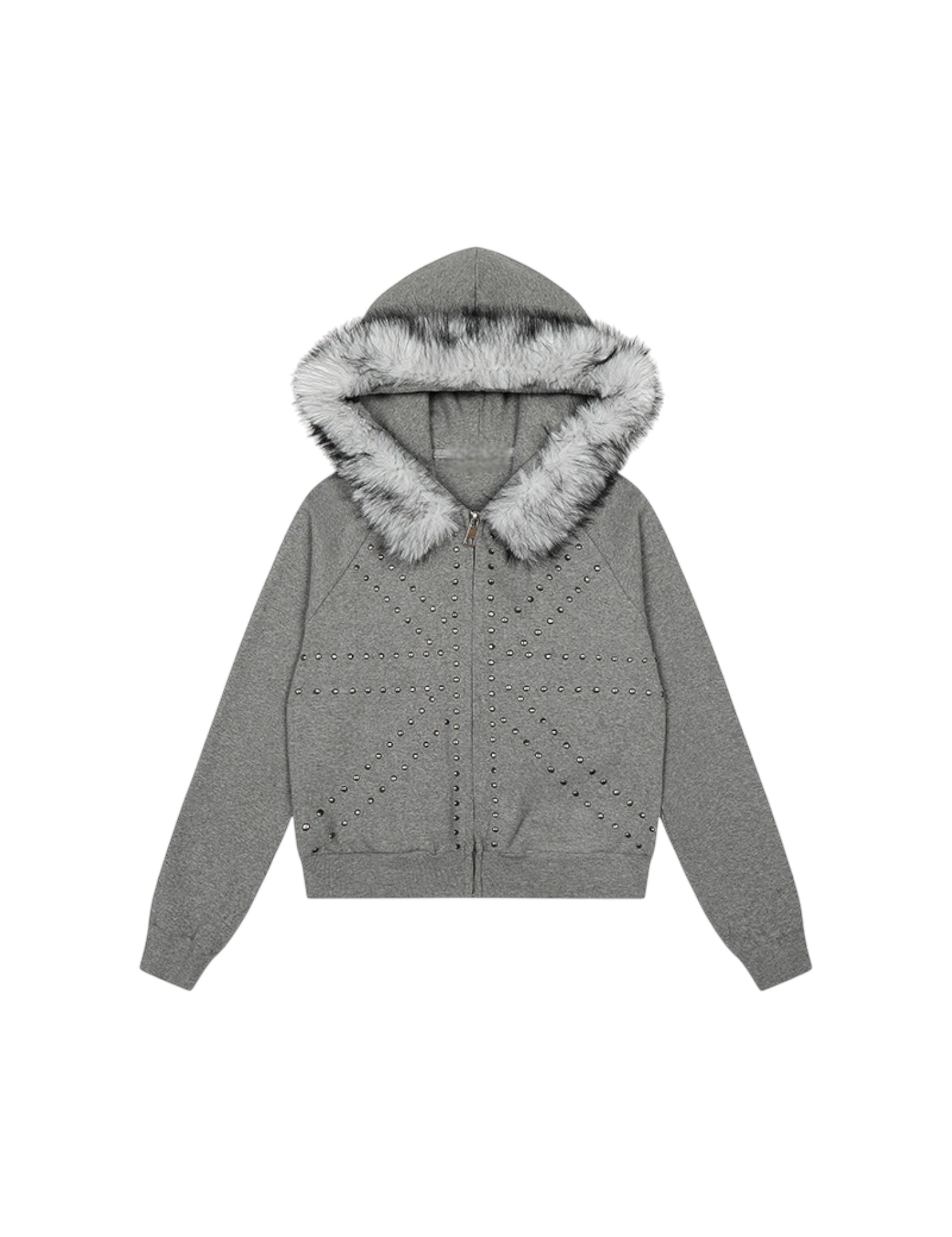 [25AW NEW ARRIVAL] GKIKZ 🇬🇧 STUDDED FUR HOODED ZIP-UP