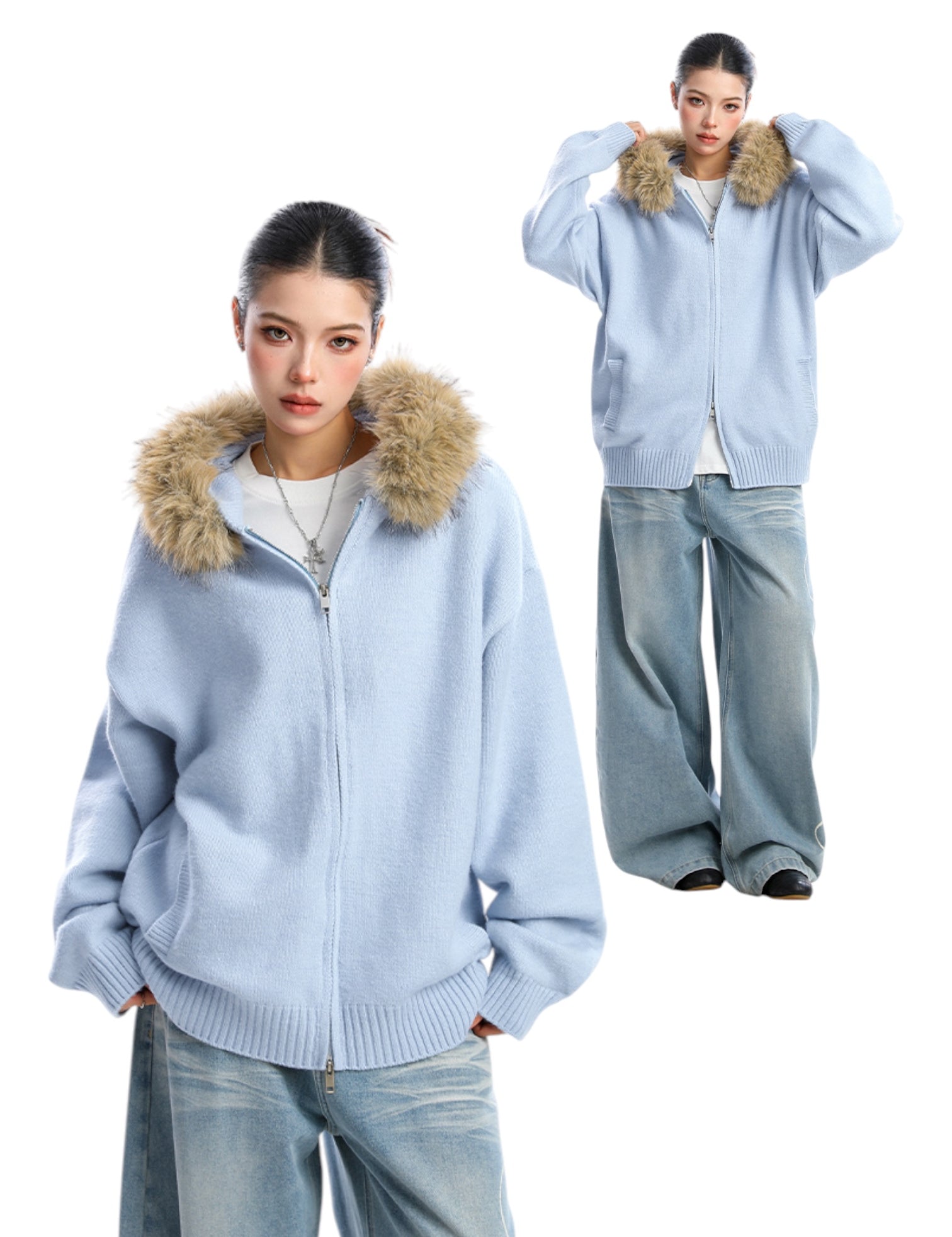 [25AW NEW ARRIVAL] GKIKZ AURORA EDGE FAUX FUR JACKET