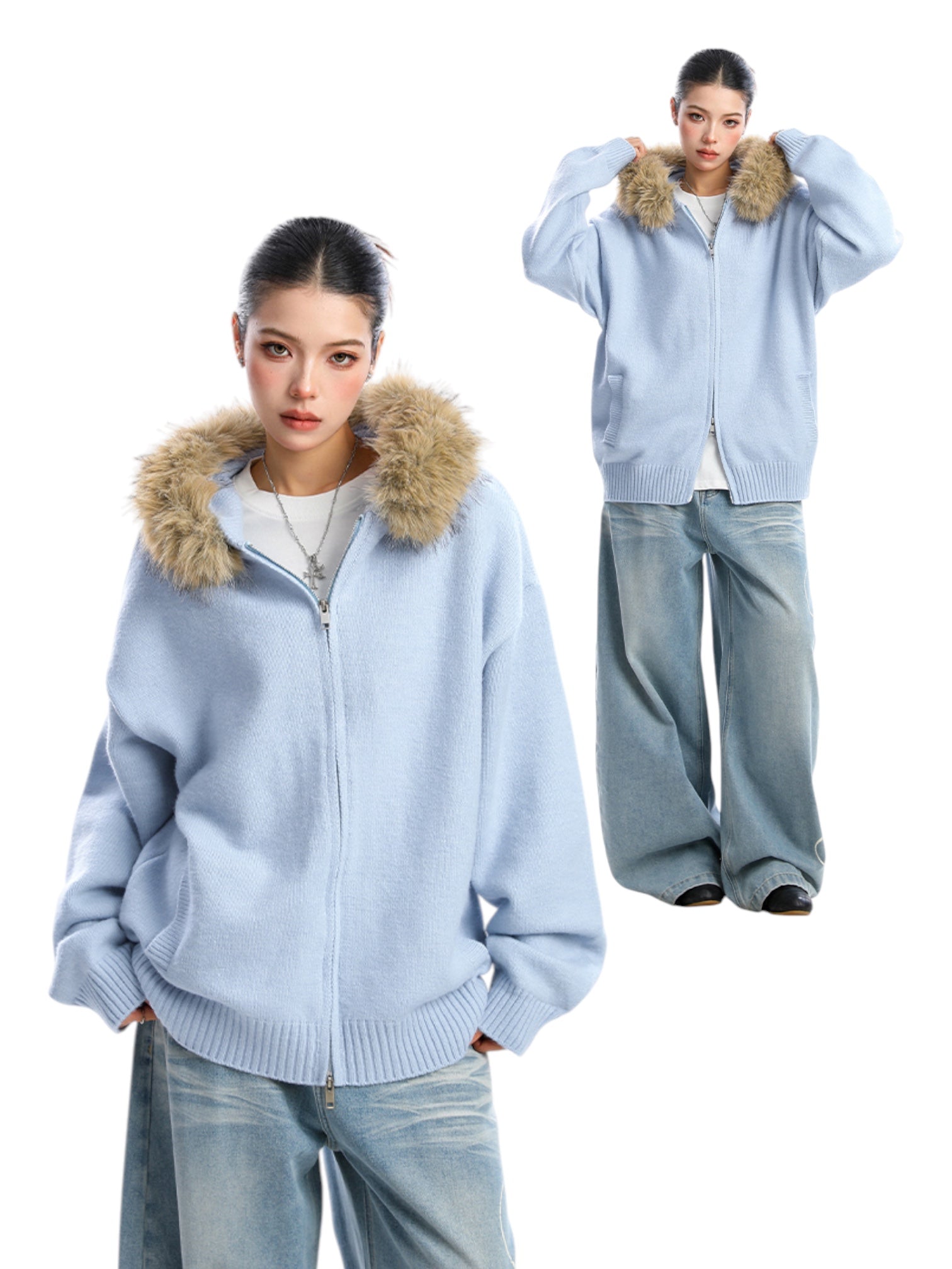 [25AW NEW ARRIVAL] GKIKZ AURORA EDGE FAUX FUR JACKET