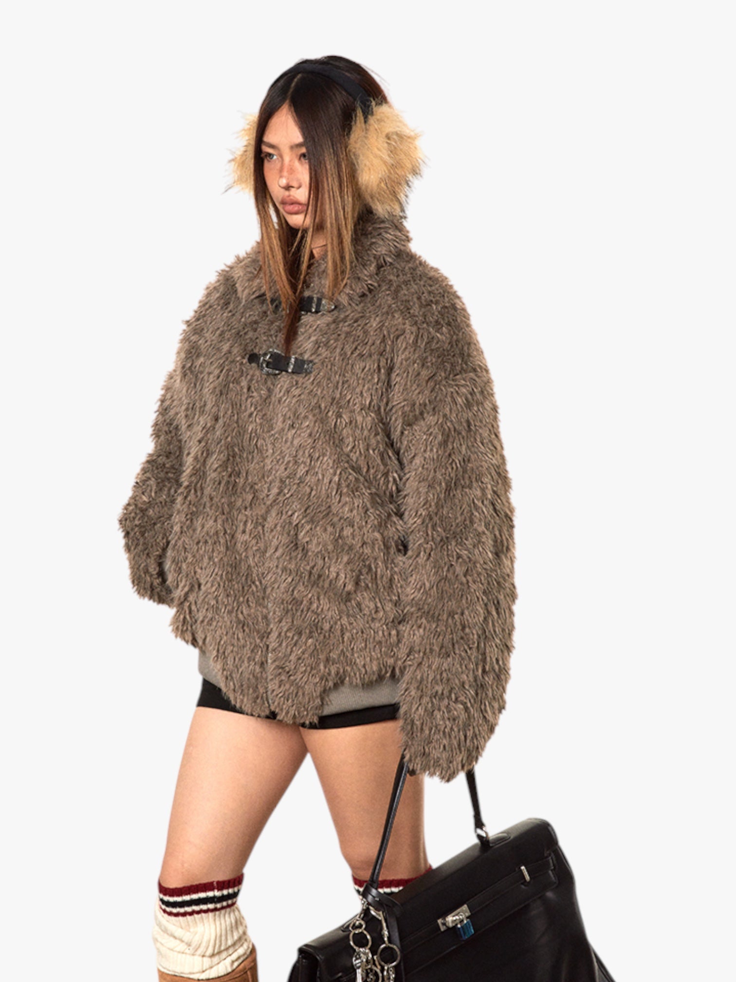 GKIKZ IMITATION LAMBWOOL FUR COTTON THICKENED SHEARLING JACKET