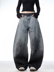 GKIKZ SPLASH-INK GRAFFITI WASHED LOOSE JEANS