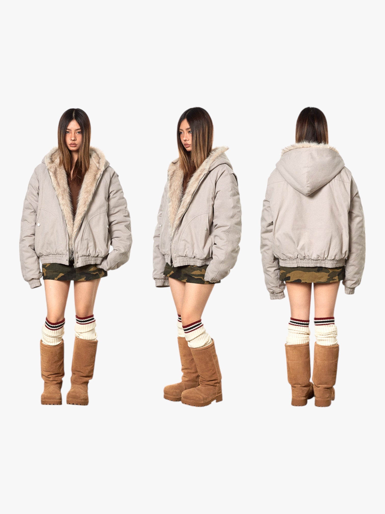 Mountain Carving Thickened Fur Jacket
