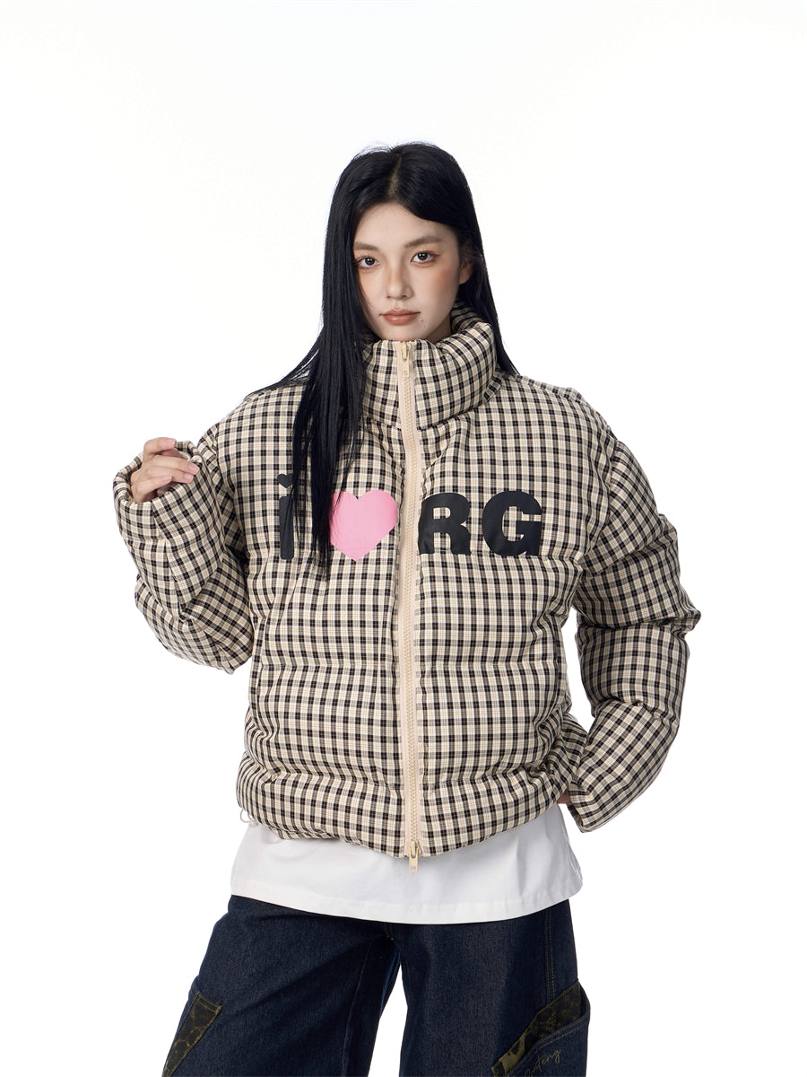 GKIKZ PLAID THICKENED QUILTED COTTON PUFFER JACKET