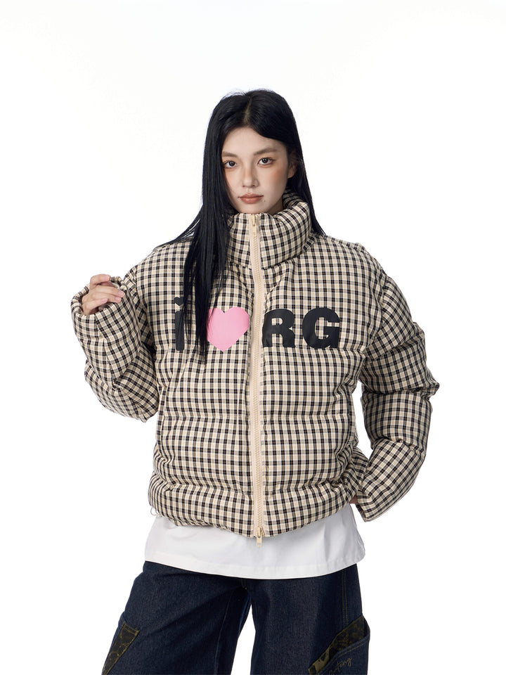 GKIKZ PLAID THICKENED QUILTED COTTON PUFFER JACKET
