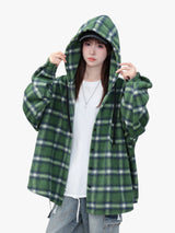 [25SS RESTOCKS] GKIKZ PLAID PREMIUM COTTON MID-LENGTH HOODED JACKET