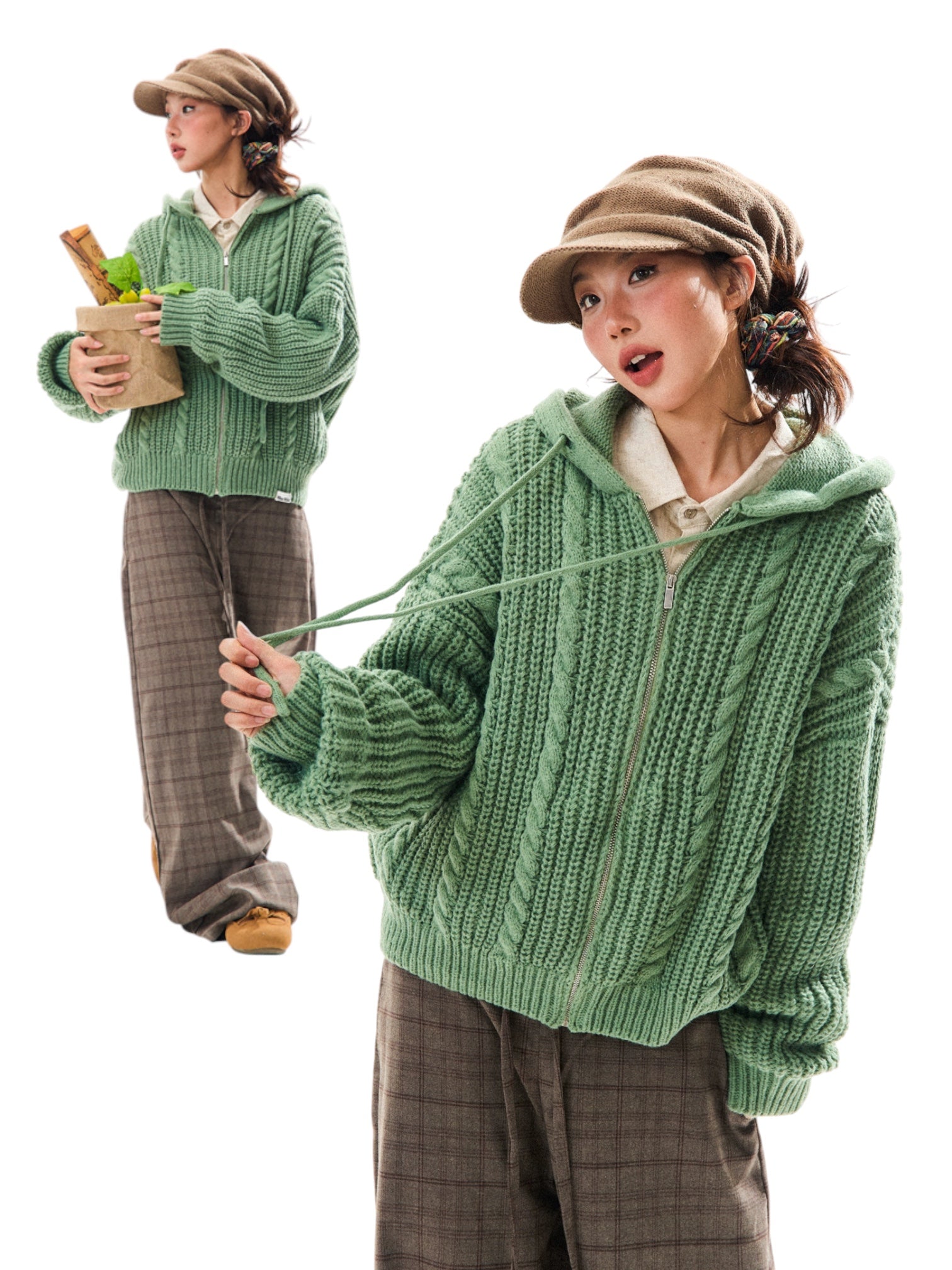 Chunky Knit Hooded Zipper - Cozy Limited Edition