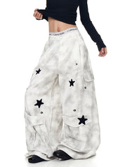 [25AW NEW ARRIVAL] GKIKZ STARFALL DISTRESS WIDE-LEG CARGO PANT