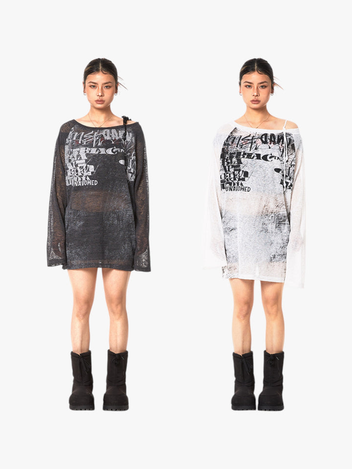 GKIKZ RETRO MICRO TRANSPARENT SHEER OFF-SHOULDER TOP