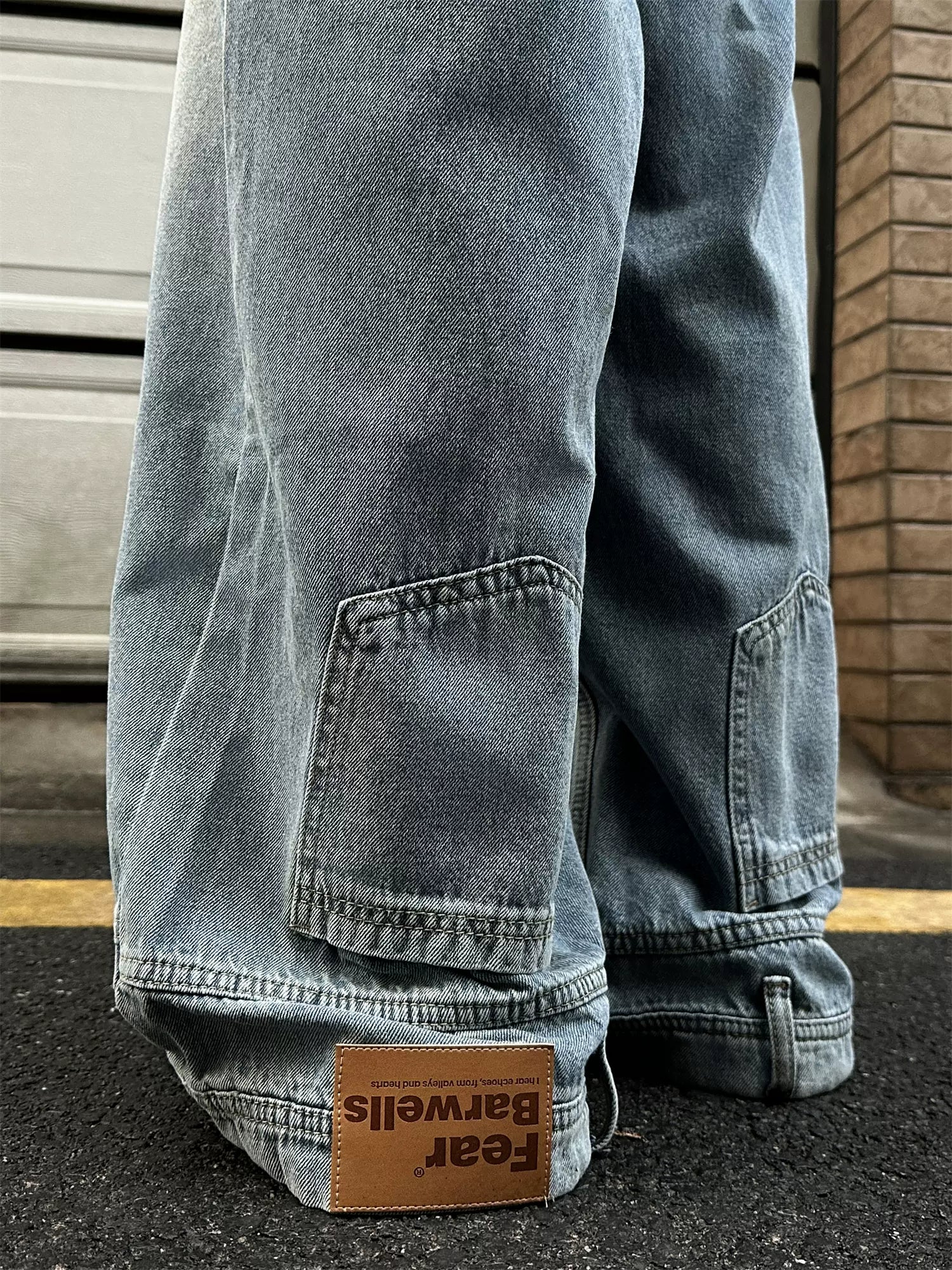 GKIKZ REVERSE DESIGN RETRO BAGGY JEANS