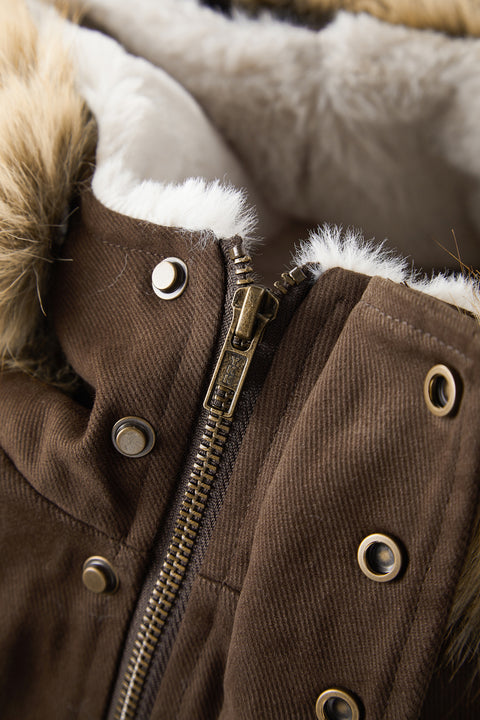 GKIKZ FUR-LINED GRAPHIC SLEEVE PARKA JACKET - COZY LIMITED EDITION