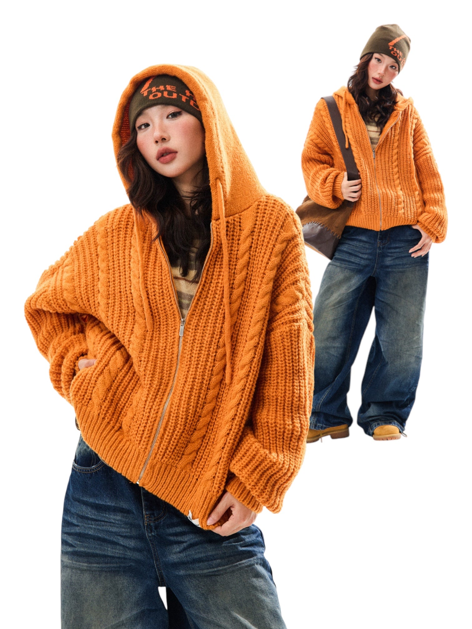 Chunky Knit Hooded Zipper – Gkikz