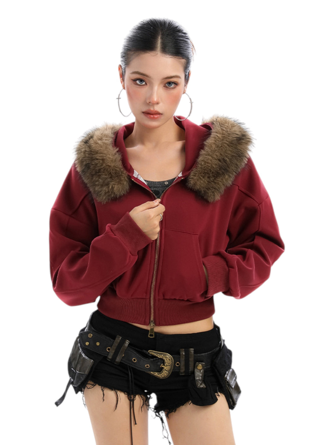 GKIKZ FOX FLARE ZIP-UP HOODIE