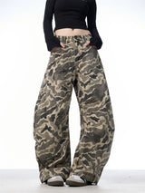Washed Camouflage Wide-Leg Pants