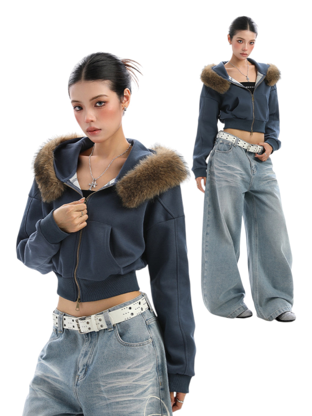 GKIKZ FOX FLARE ZIP-UP HOODIE